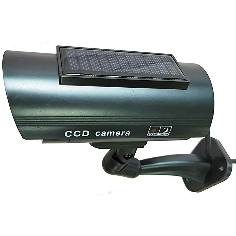 4Pack Bullet Dummy Security Camera Solar Powered Fake Simulation Monitor with LED Blinking Light CCTV Surveillance
