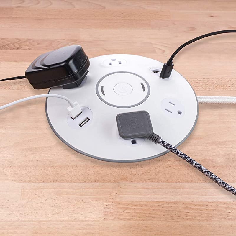 Designer Series 6 ft. 4-Outlet USB Surge Protector Desktop Power Strip Hub 78525, Black Finish