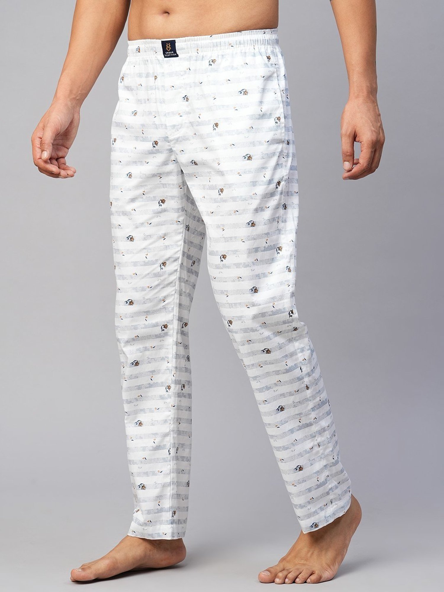 Urban Scottish White Regular Fit Printed Lounge Pants