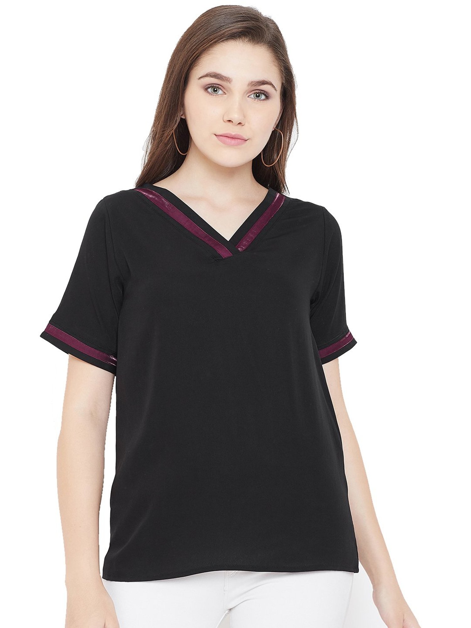 Cottinfab Black A-Line Crepe Top