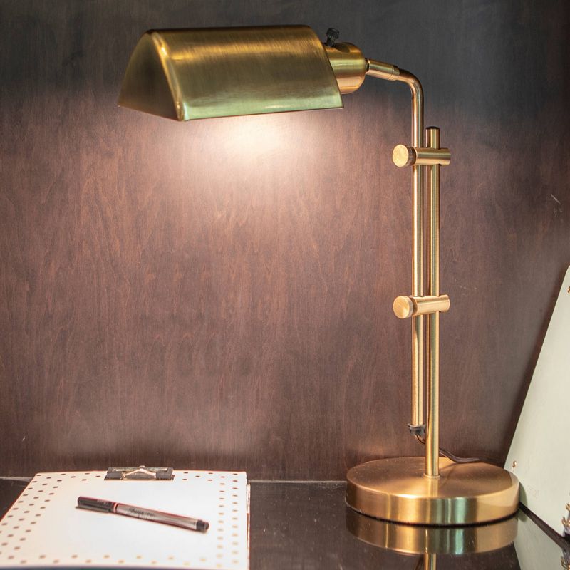 13" Adjustable Pharmacy Table Lamp Brass - Decor Therapy