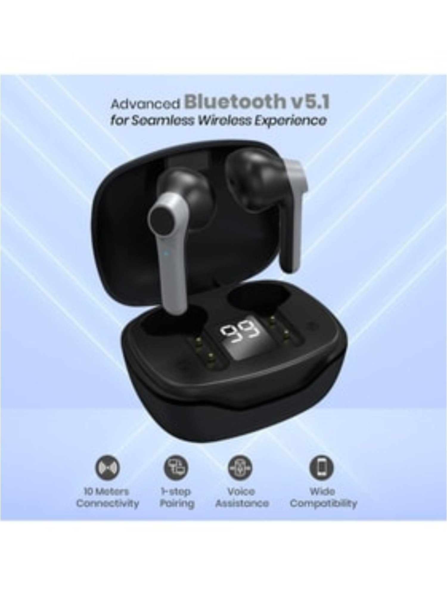 PTron Basspods 281 True Wireless Bluetooth Earbuds with Charging Case (Grey and Black)