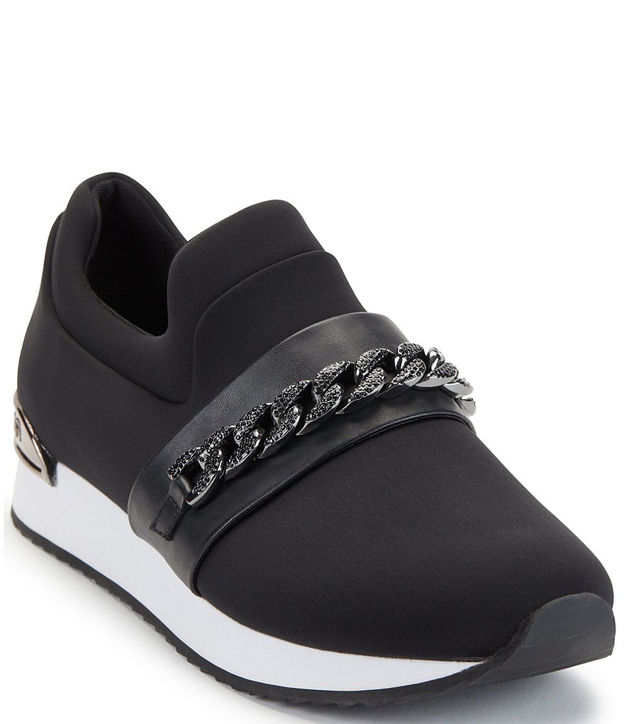 KARL LAGERFELD PARIS Maia Chain Strap Leather Slip-On Sneakers