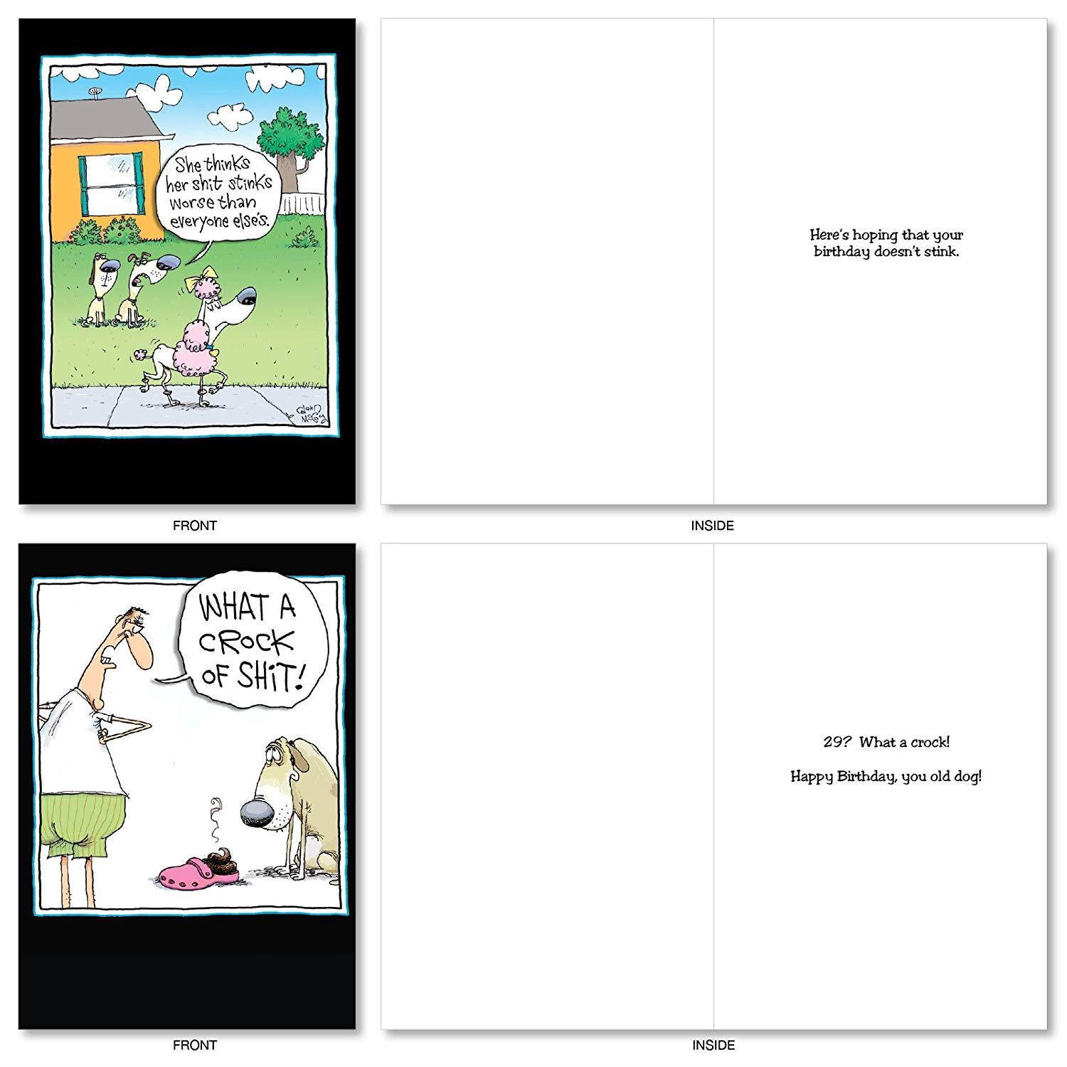 A4885BDG Dogs of McCoy Bros.: Assorted Box of Humorous Birthday Cards, w/ 12 Envelopes (10 Designs, 1 Notecard Per Design)