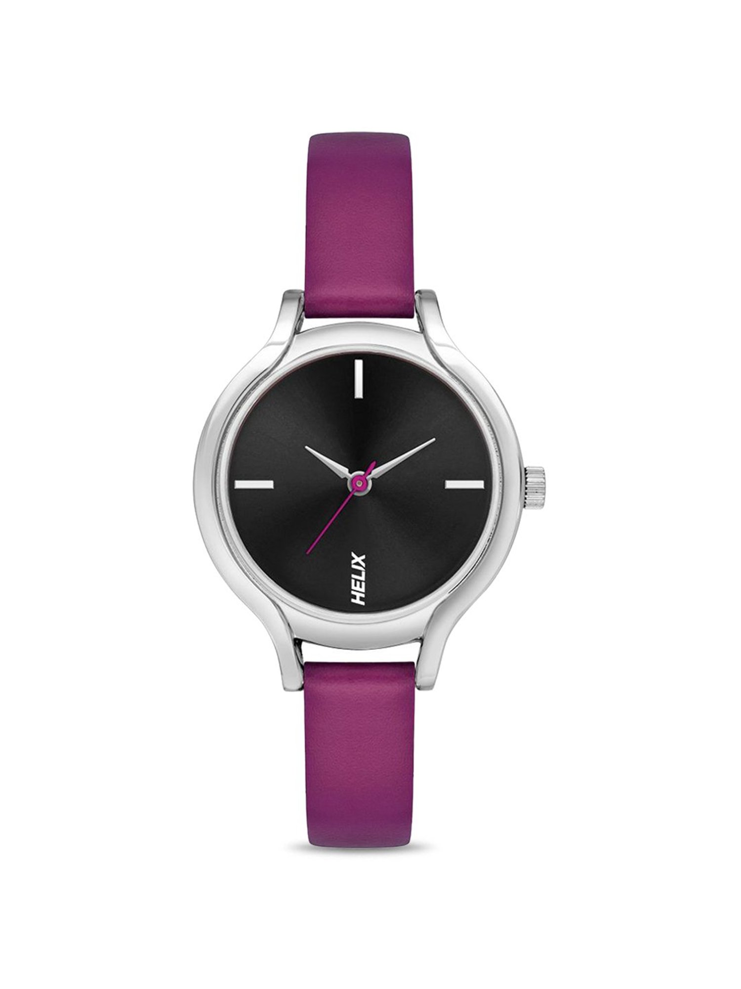 Helix By Timex Black Round Dial Analog Leather Women Watch - TW027HL19