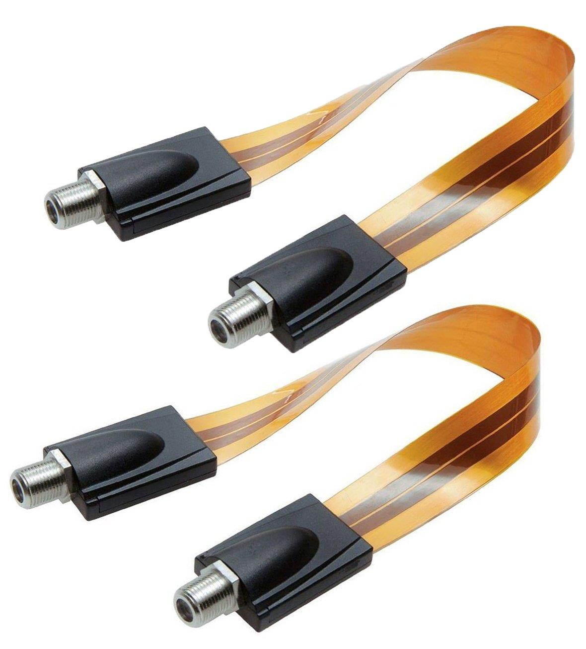 YXQ Ghost Wire Flat RG6 Coax Jumper Cable Connector F Type Female to Female Extreme Slim for Windows and Door 1Feet Length, 2-Piece