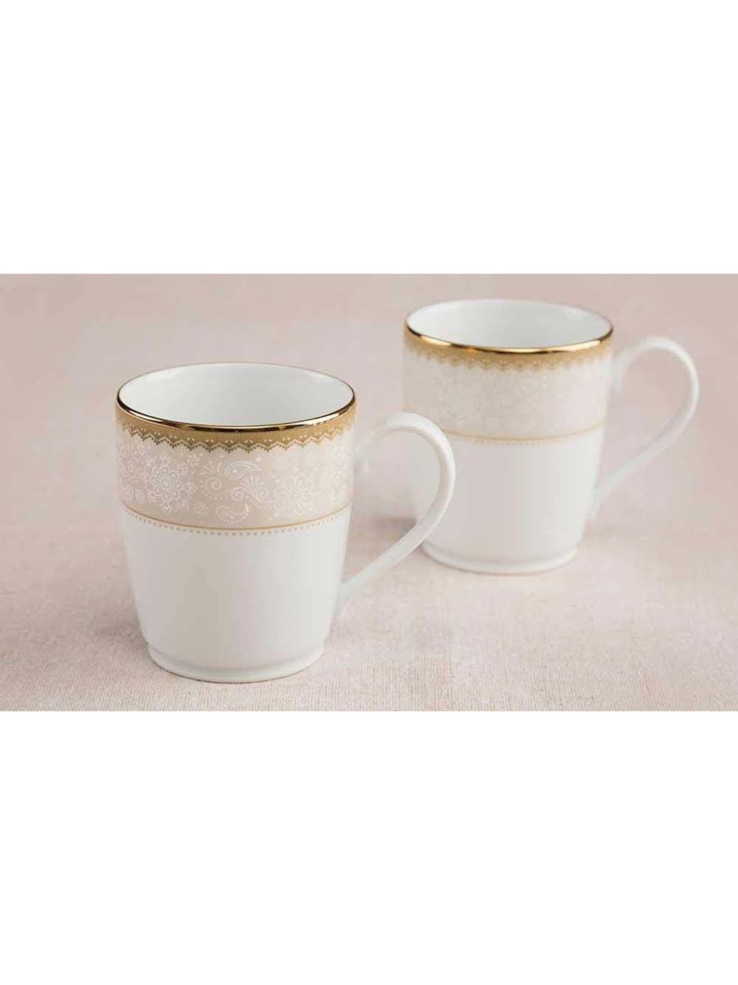 Noritake Golden Chintz White & Green Poreclain Coffee Mug (0.295 L) - Set of 6