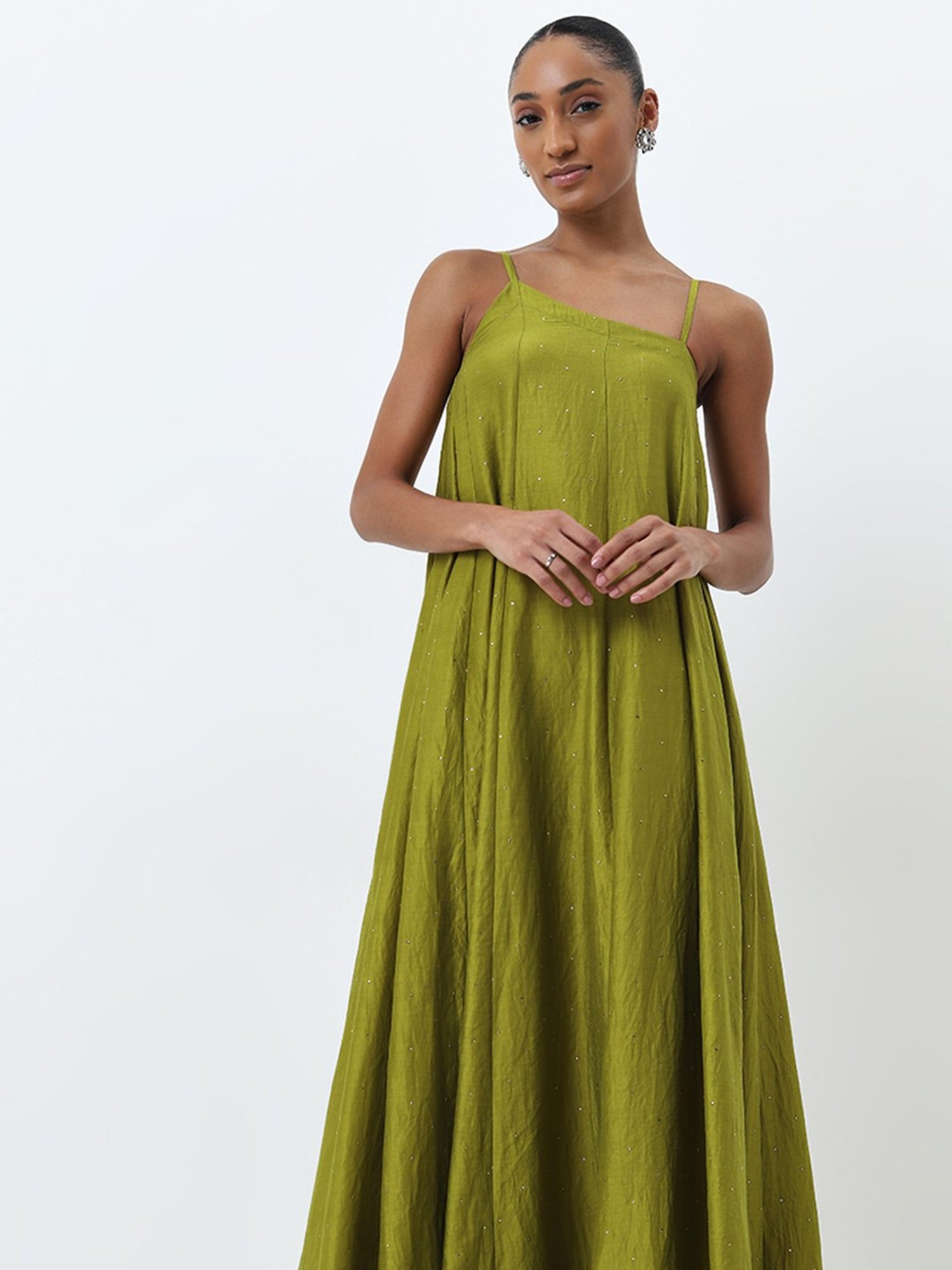 Vark by Westside Green Embellished A-Line Dress