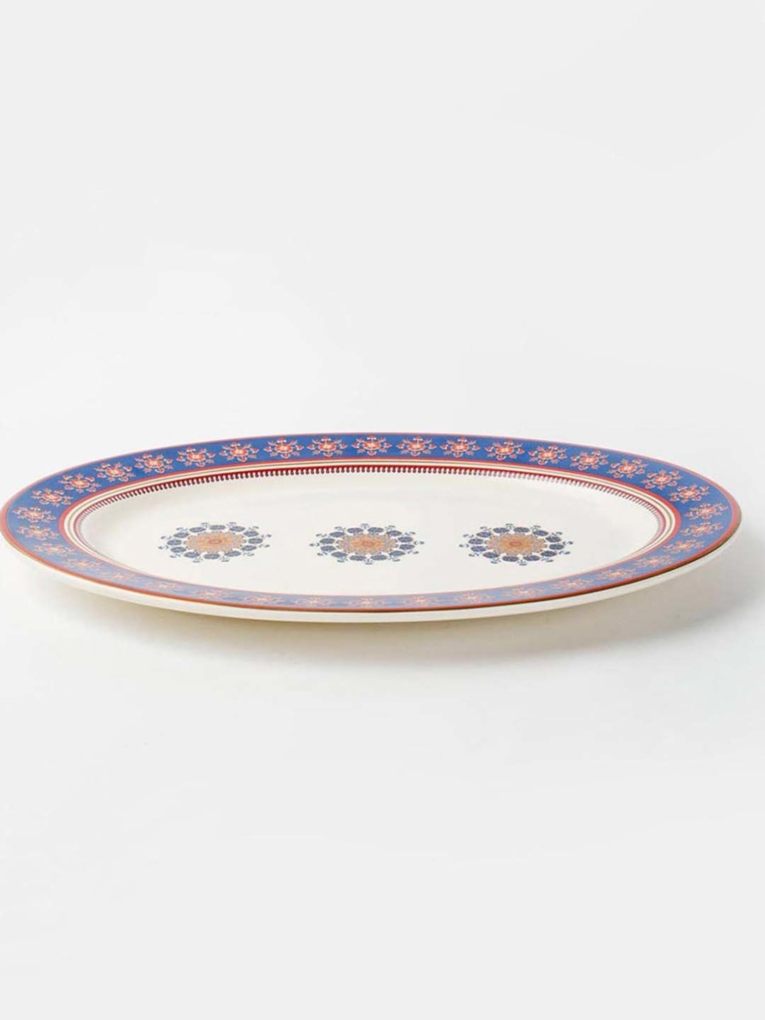 Fabindia Falak Multicolor Ceramic Small Oval Platter