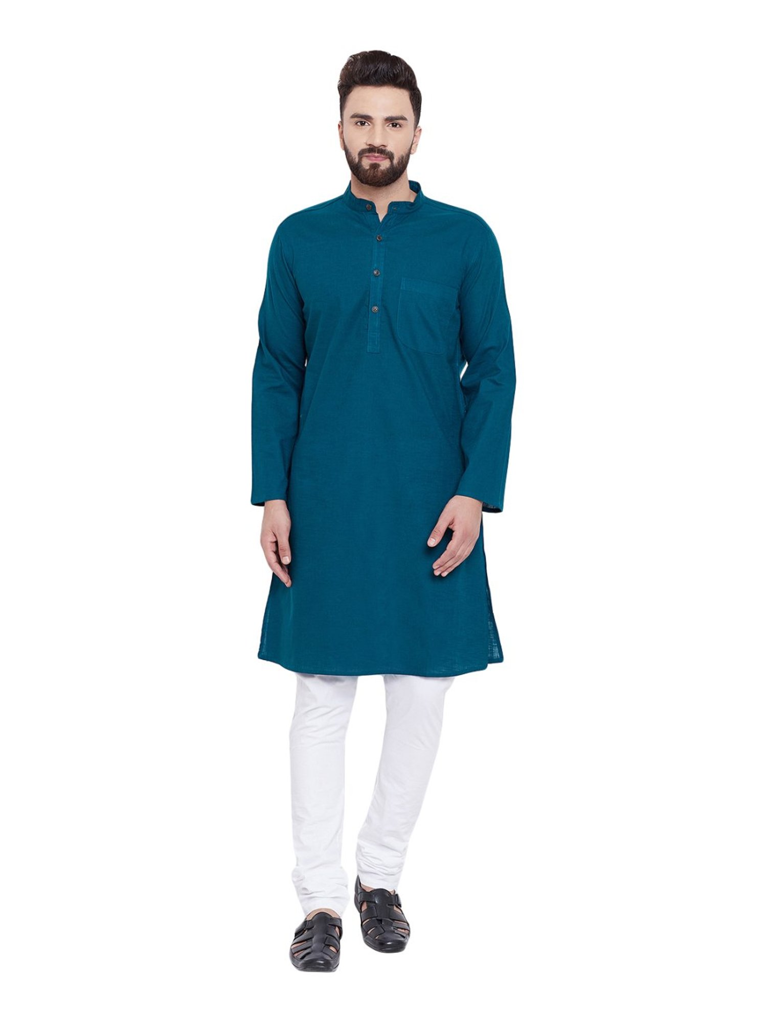 Even Prussian Blue Cotton Regular Fit Kurta