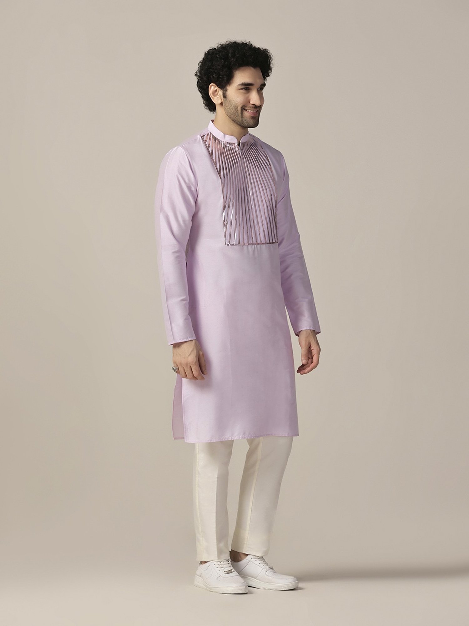 Kisah Purple & White Regular Fit Embellished Kurta Bottom Set