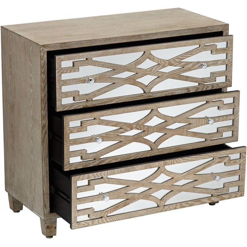 55 Downing Street Rowan 34" Wide Mirrored and Whitewash 3-Drawer Accent Chest
