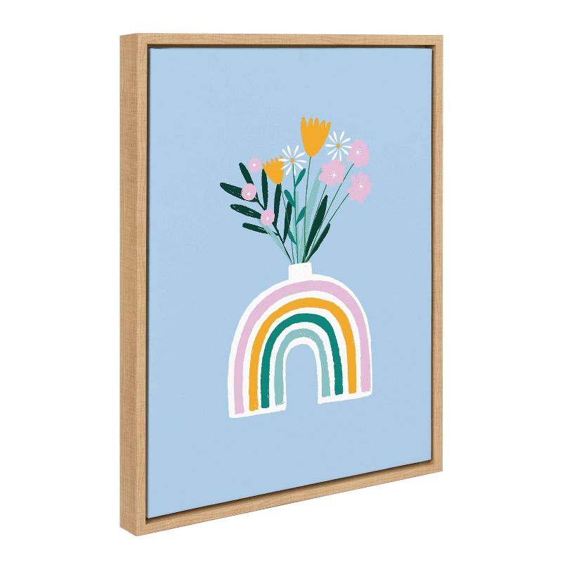 18" x 24" Sylvie Happy Flowers Framed Canvas by Duchess Plum Natural - Kate & Laurel All Things Decor