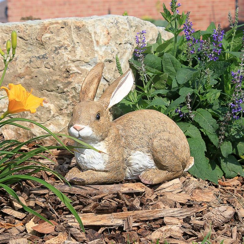 Design Toscano Bashful, The Bunny, Lying Down Garden Rabbit Statue - Brown