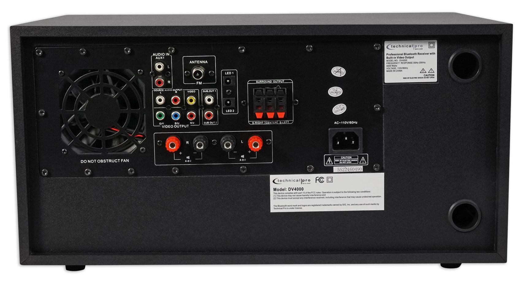 Technical Pro 4000w Karaoke Receiver/Amplifier/DVD/CD-G Player, Bluetooth/USB/FM