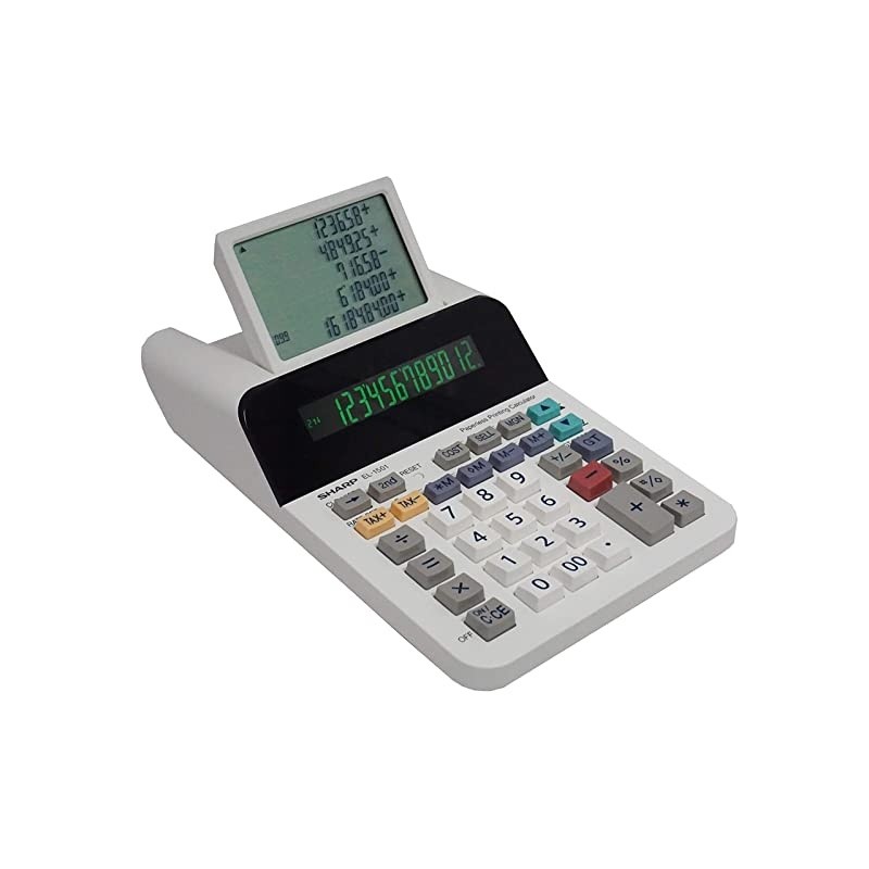 El-1501 Compact Cordless Paperless Large 12-Digit Display Desktop Printing Calculator That Utilizes Printing Calculator Logic