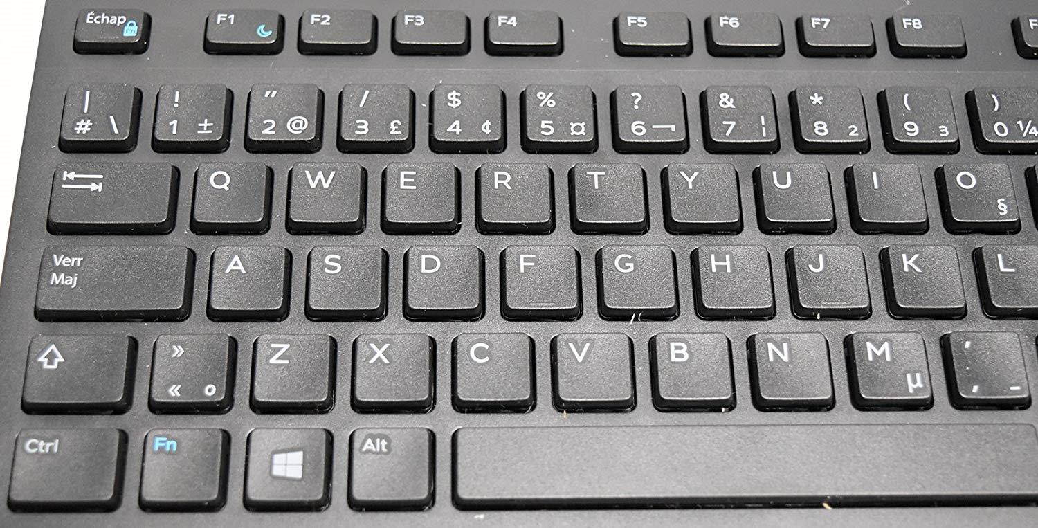 New C36YV Genuine OEM Dell French Canadian Keyboard Slim QWERTY USB Wired Connection For Home Office FN Media Hot Keys Number Pad Model KB216T Universal FRN/CAN Typing Board Interface Port