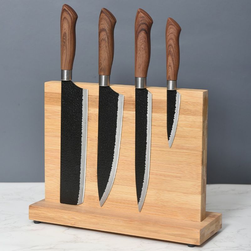 Double Side Magnetic Knife Holder Wood Eco-friendly Bamboo Knife Block Strong Magnet Kitchen Gadgets Storage Knife Stand Rack