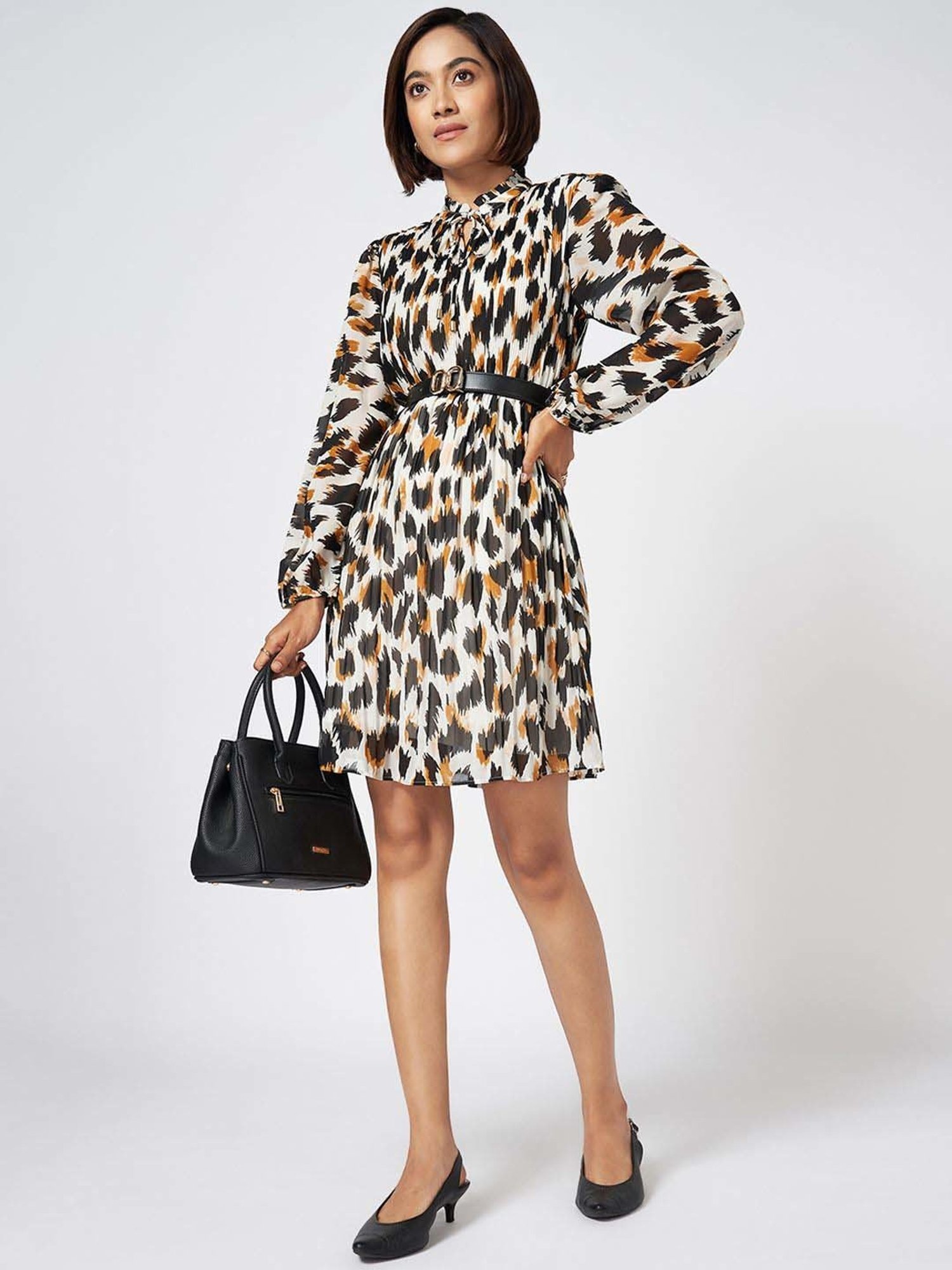 Annabelle by Pantaloons White Printed A-Line Dress