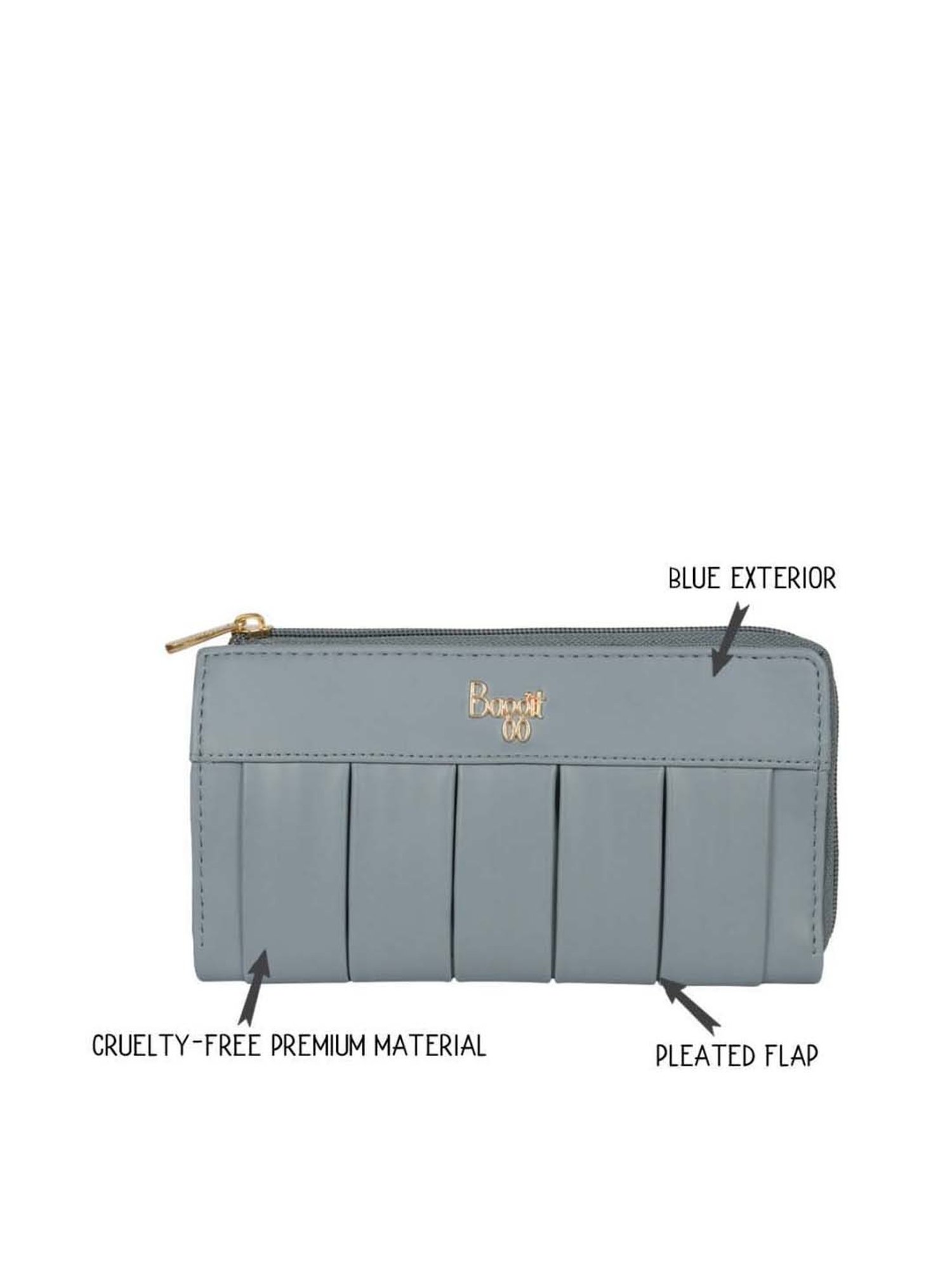 Baggit Blue Textured Zip Around Wallet for Women