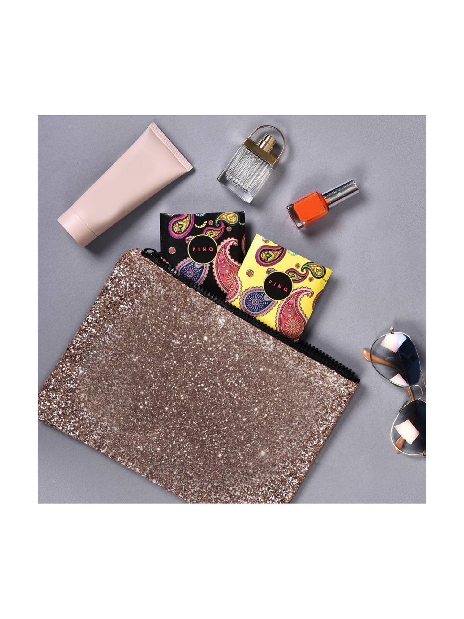 PINQ Those Days Travel Pack, Cotton Ultra Sanitary Pads With Disposable Pouch,6 each(XXL +XL)