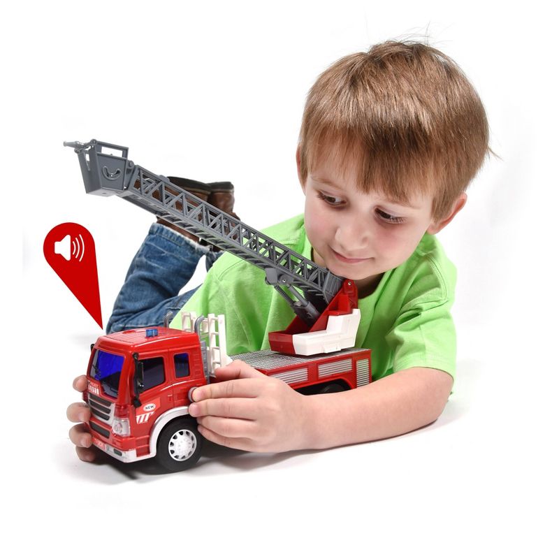 Maxx Action Lights & Sounds Firetruck Vehicle with Extendable Ladder and Friction Motor