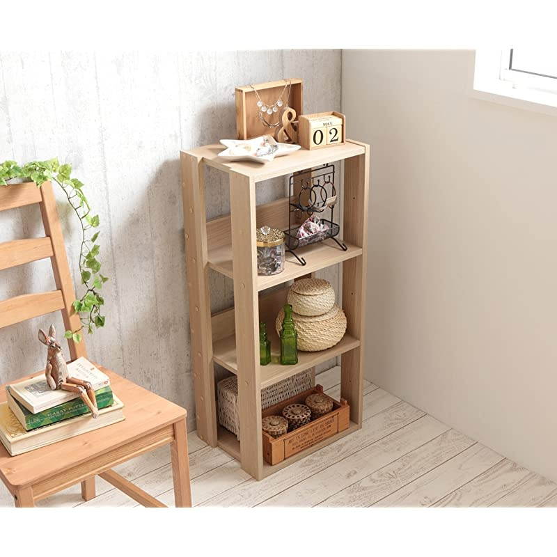 USA OWR400N 3Shelf Open Wood Shelving Unit Medium Natural