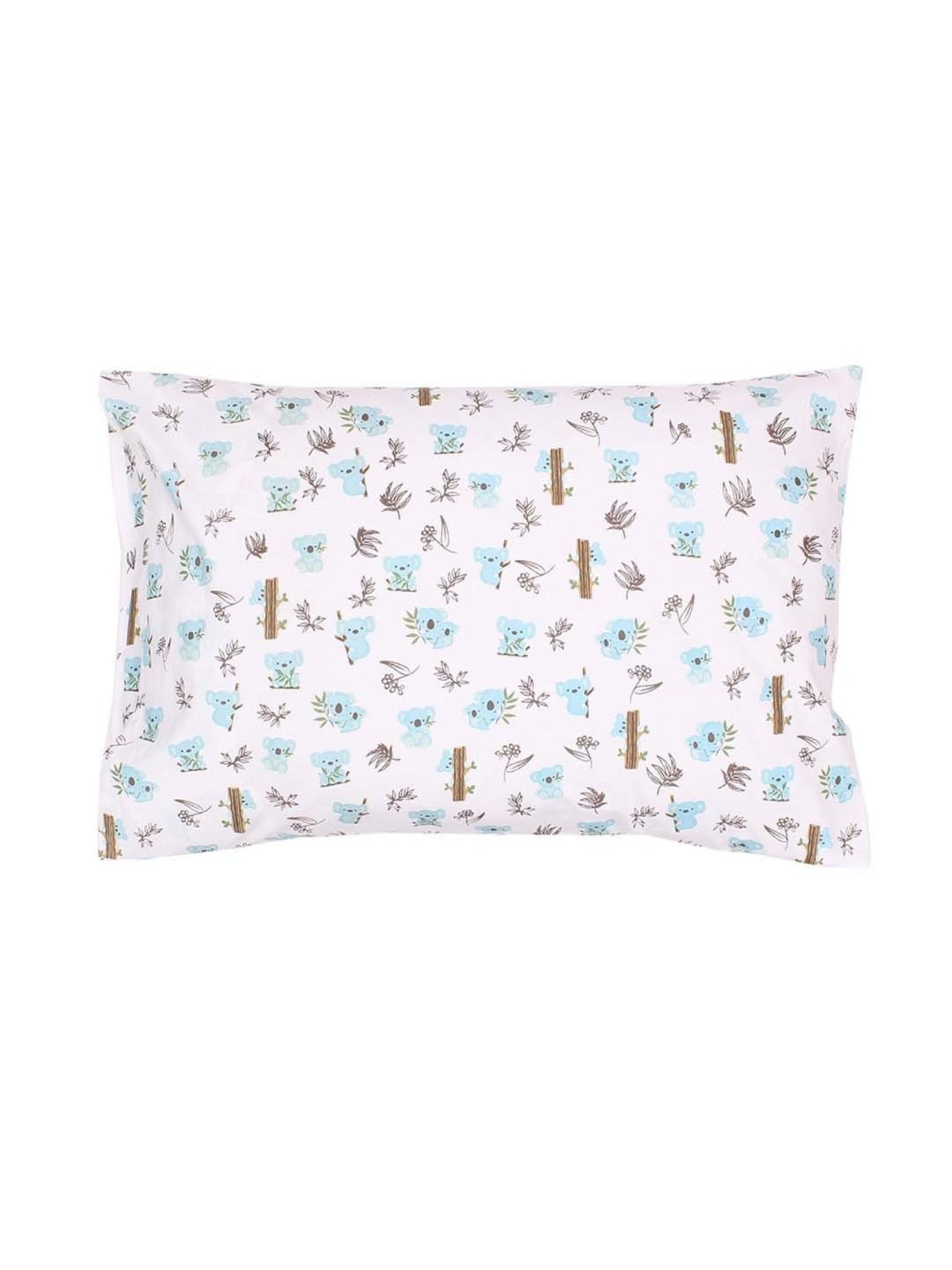 House This Koala Printed Blue Cotton Double Bed Sheet with 2 Pillow Covers