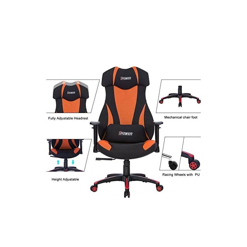 Office Chair Gaming Chair, Racing Style High Back Leather Gaming Office Chair, Ergonomic Swivel Computer Desk Chair with Headrest and Armrest for Home and Office, Blue