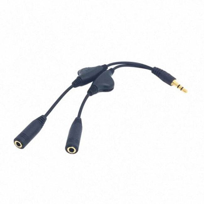 Jimier 3.5mm Stereo Male to Double 3.5mm Female Audio Headphone Y Splitter Cable with Volume Control Switch RC-120