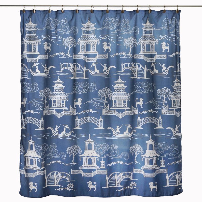 Vern Yip Chinoiserie Shower Curtain Blue - SKL Home