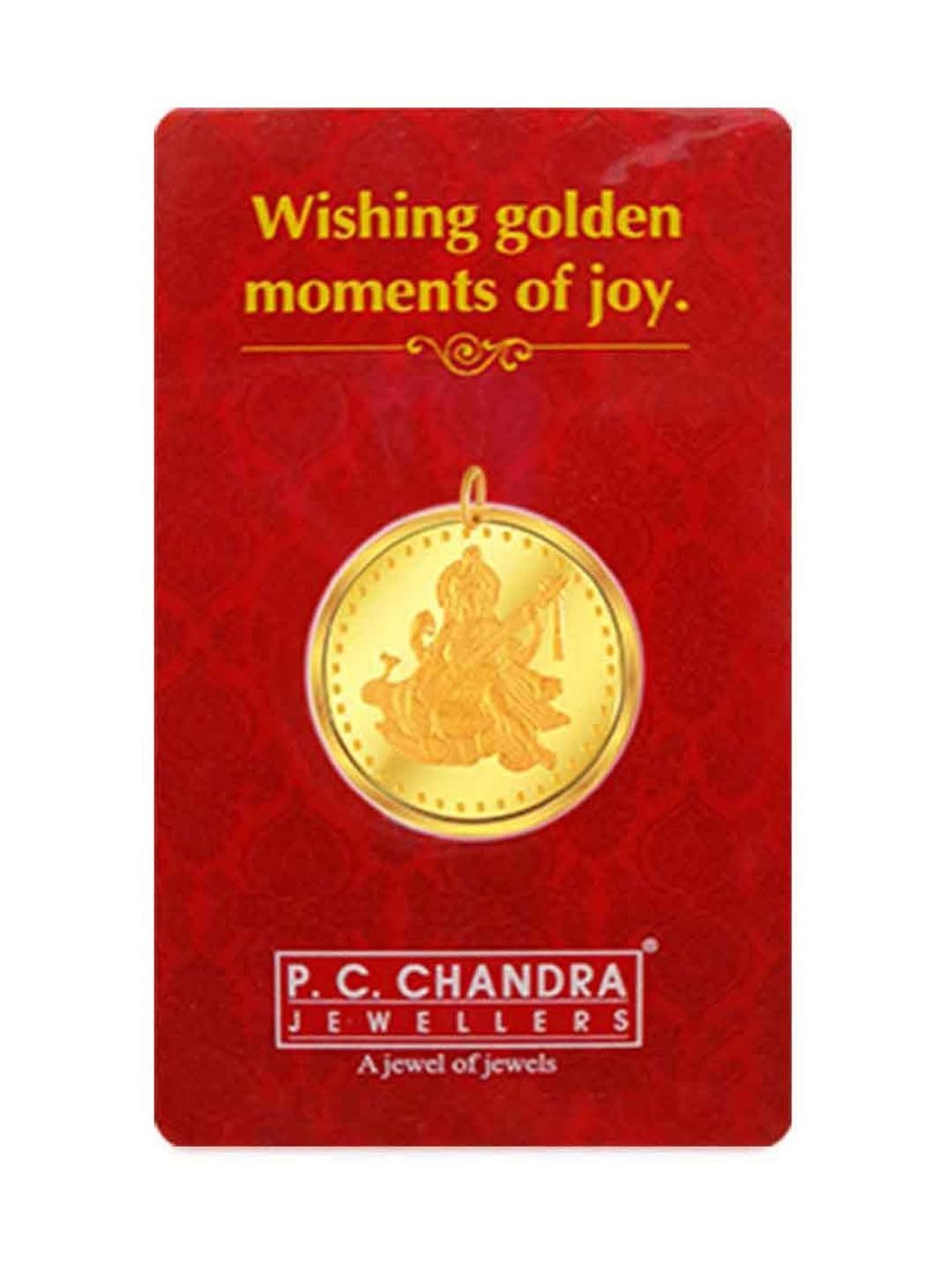 P.C. Chandra Jewellers 22k (916) 5gm Yellow Gold Goddess Saraswati Coin Pendant
