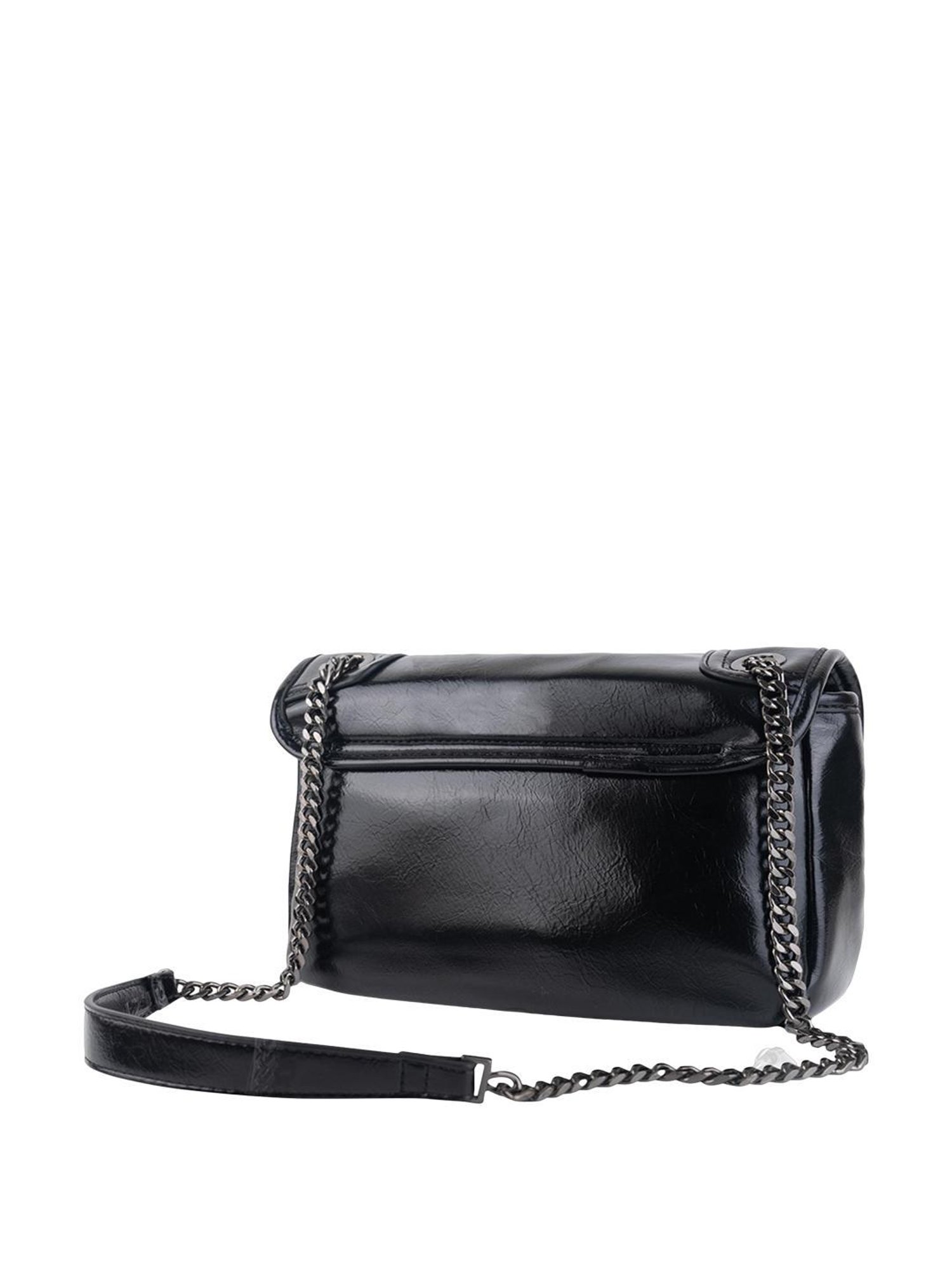 Angeline Black Solid Medium Sling Handbag