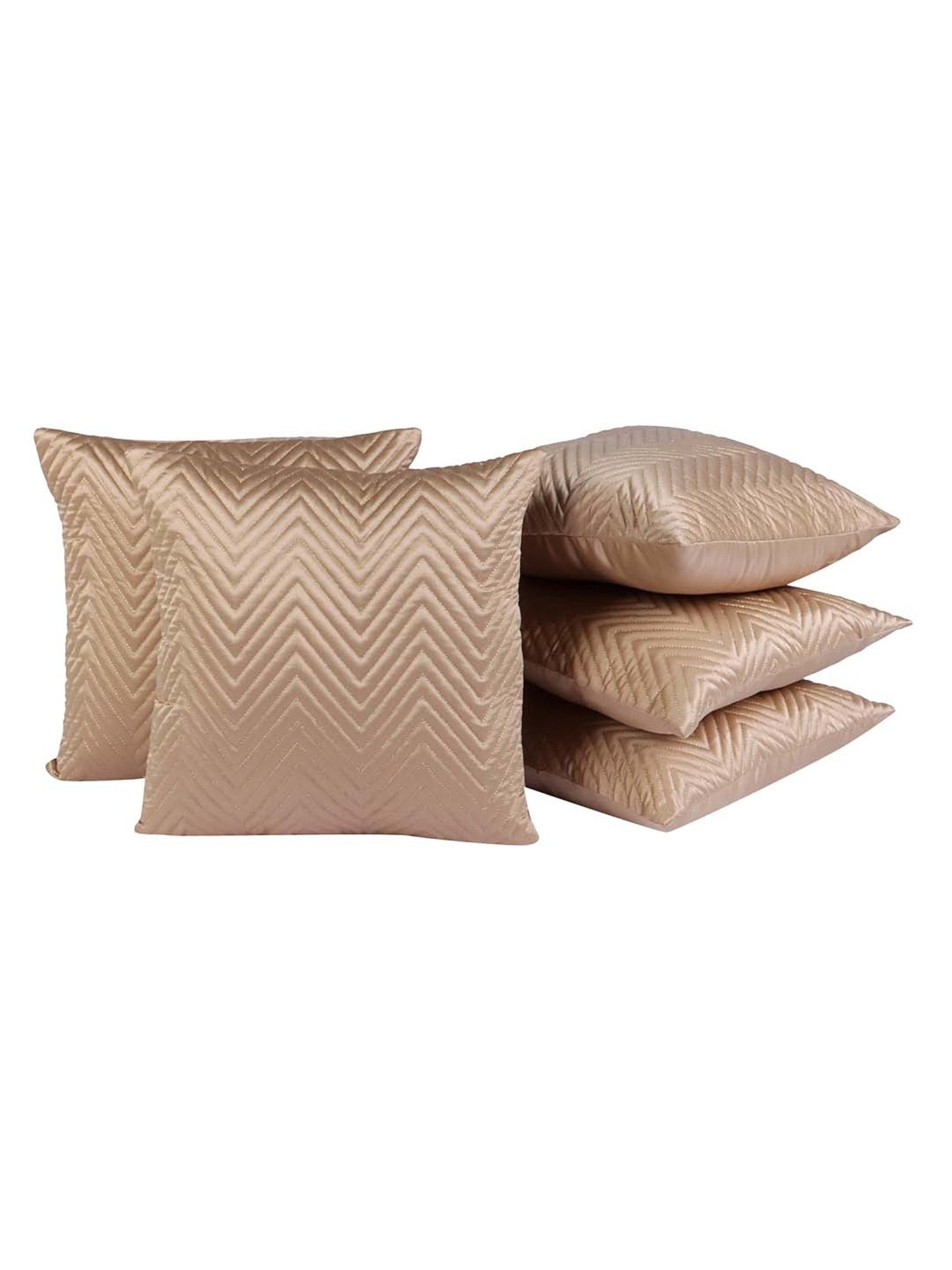 MFD HOME Furnishing Beige Satin Cushion Cover - Set of 5