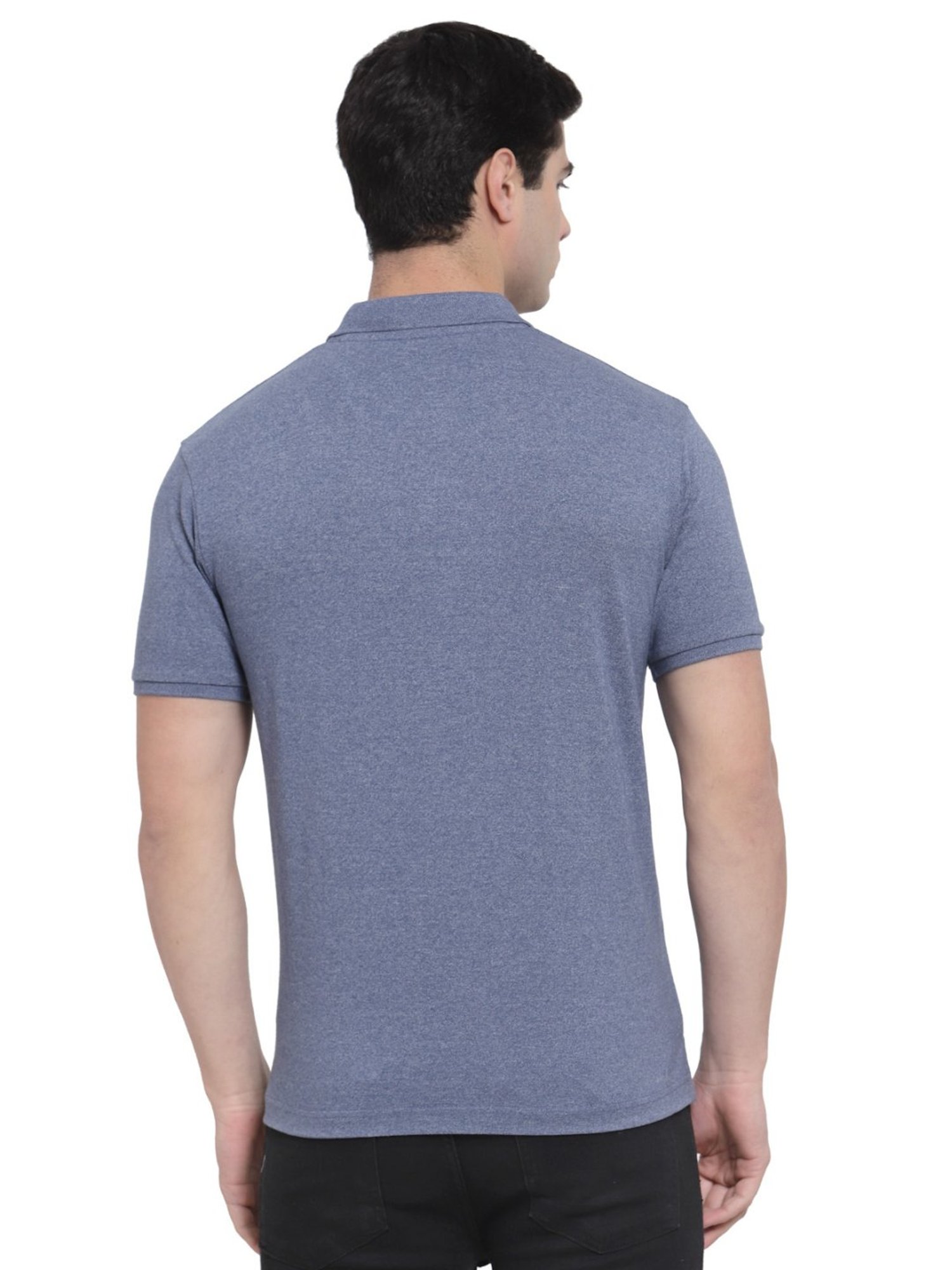 Allen Cooper Blue Cotton Regular Fit Polo T-Shirts