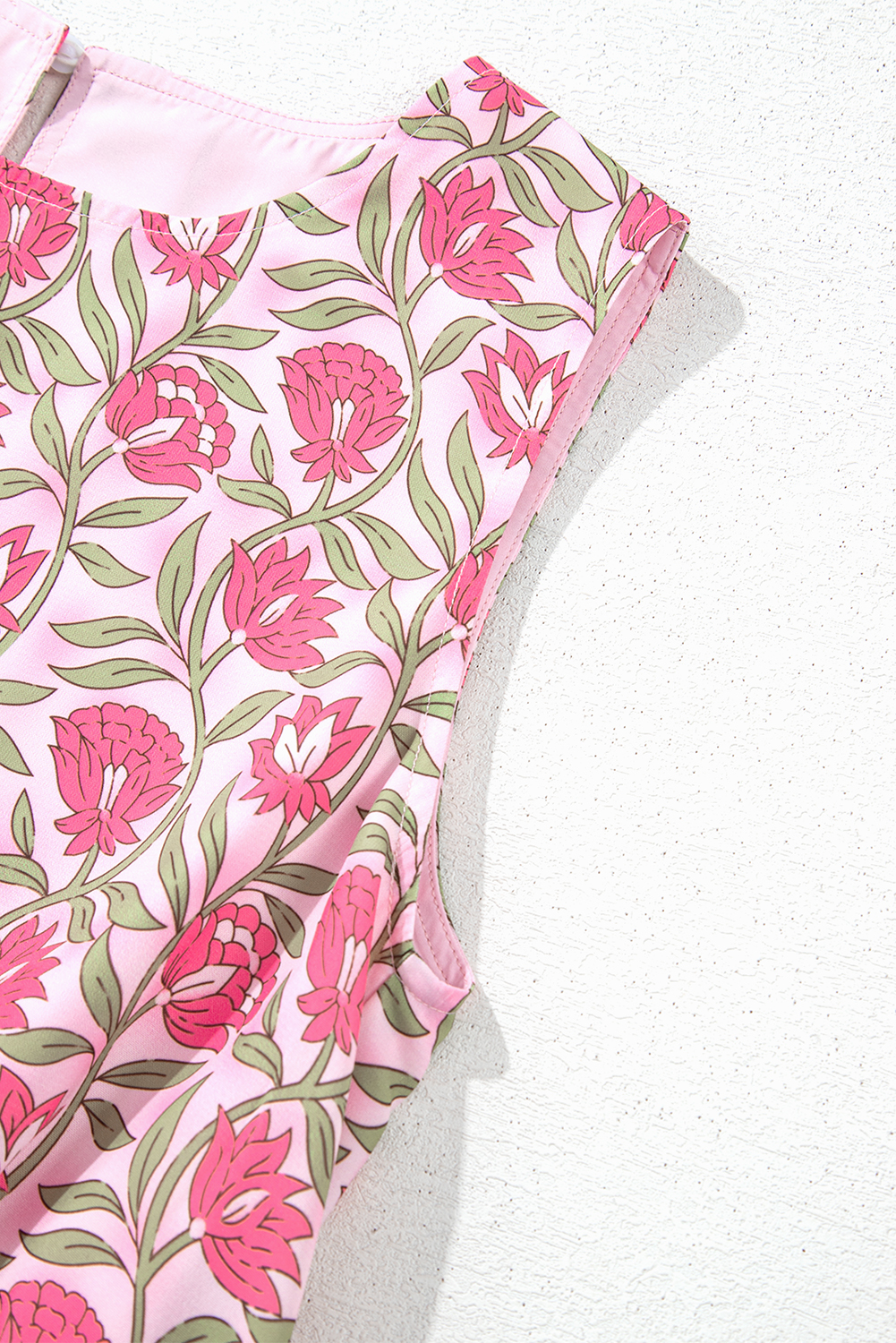 Pink Boho Floral Print Cropped Top Mini Skirt Set