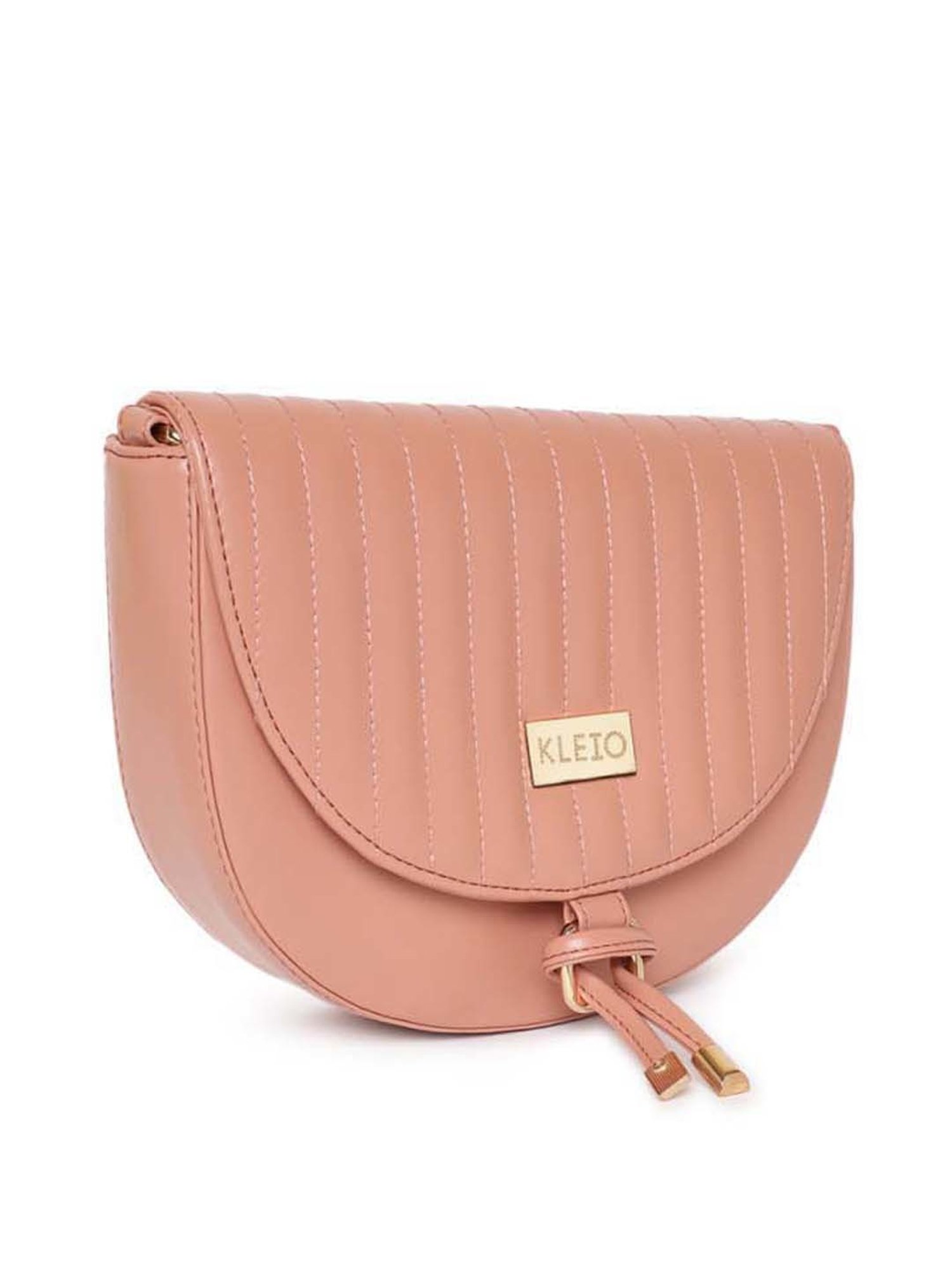 KLEIO Pink Quilted Medium Sling Handbag