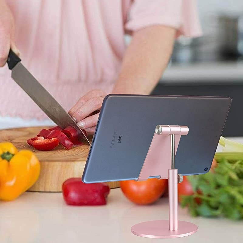 Adjustable Tablet Stand Cell Phone Desk Holder Aluminum Desktop Stand Solid AntiSlip Portable Universal Holders Compatible with All Mobile Smart Phone TabletRose Gold