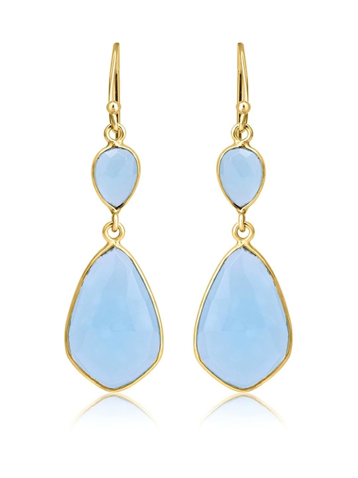 March by FableStreet 18k Gold-Plated 92.5 Sterling Silver Aqua Chalcedony Drop Earrings
