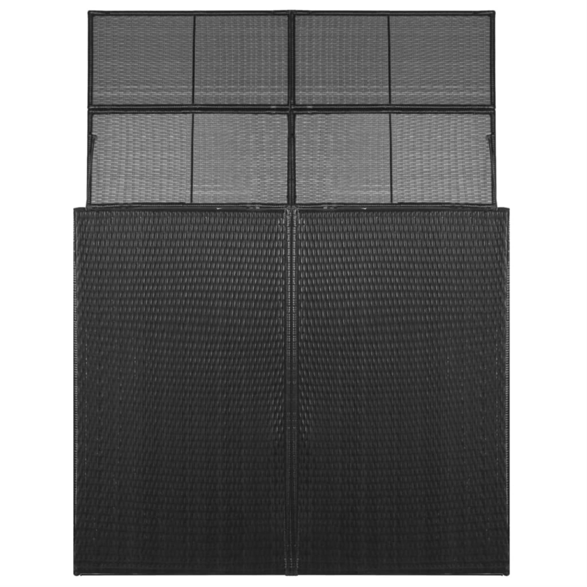 vidaXL Double Wheelie Bin Shed Black Poly Rattan Outdoor Garbage Trash Box