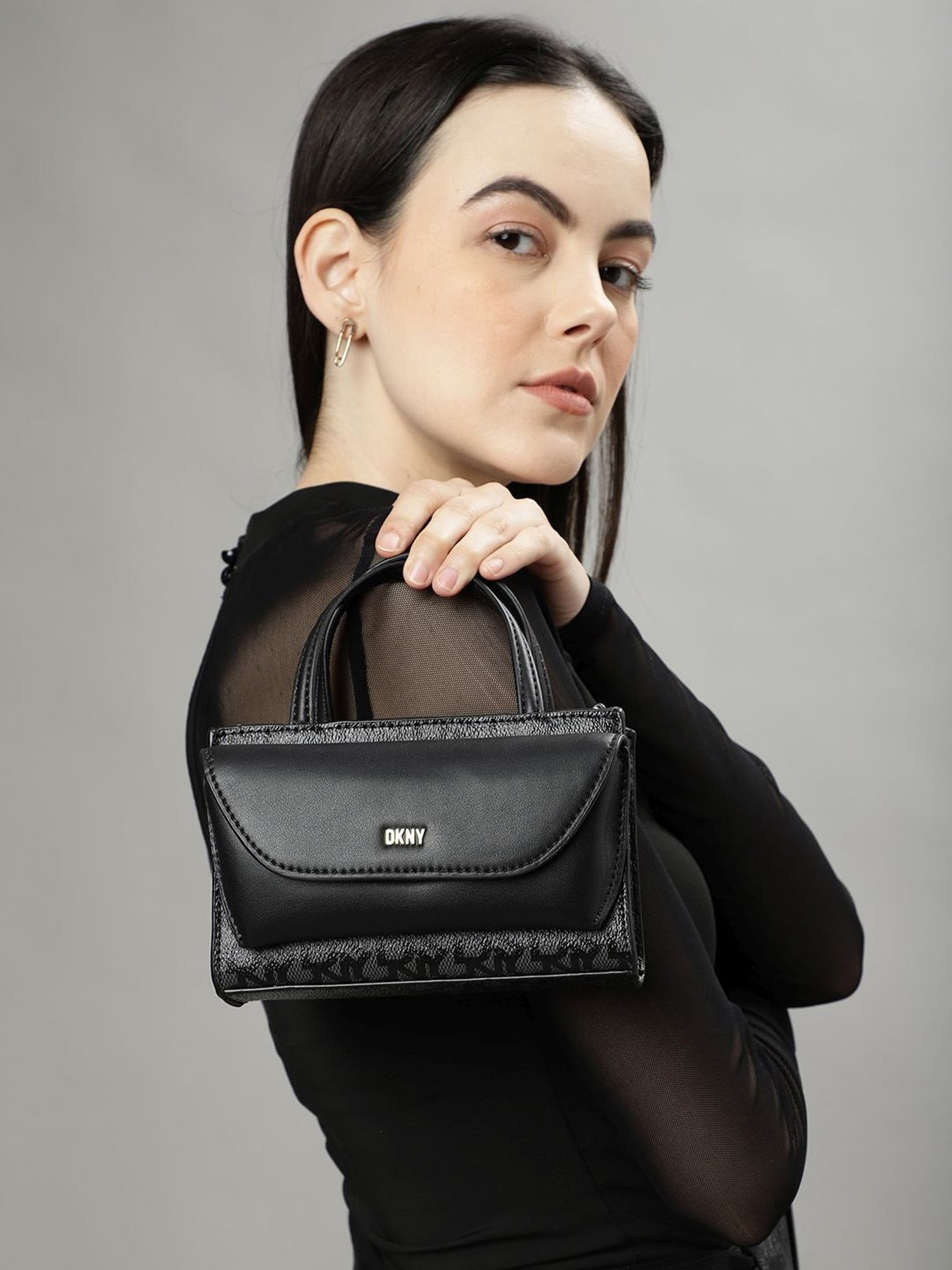 Dkny Black PVC Printed Handbag