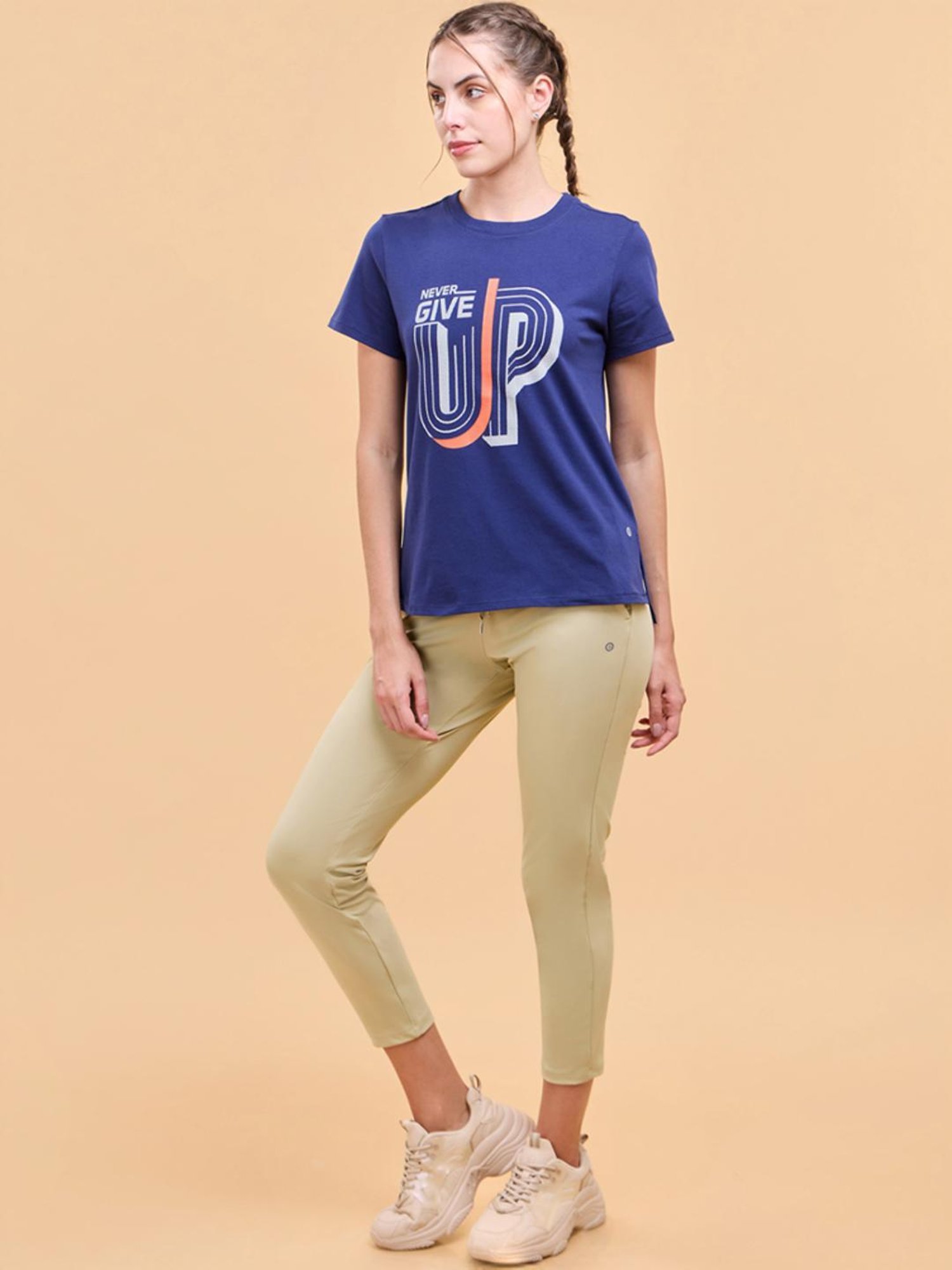 Enamor Medieval Blue Cotton Printed Sports T-Shirt