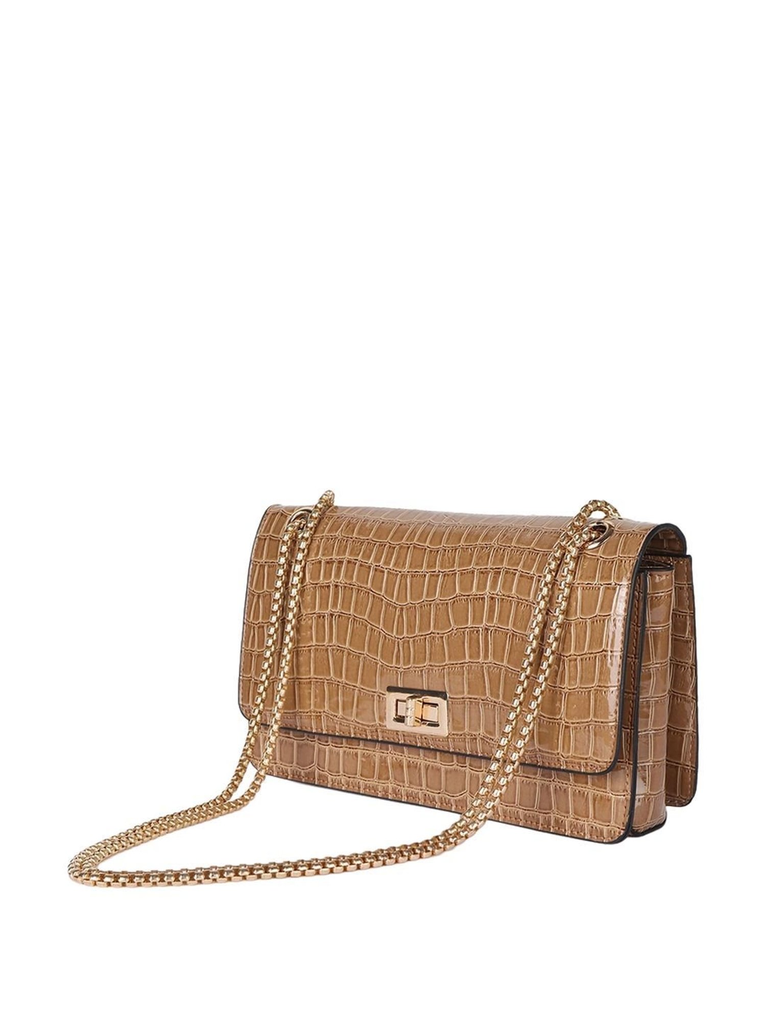 Carlton London Tan Textured Medium Sling Handbag