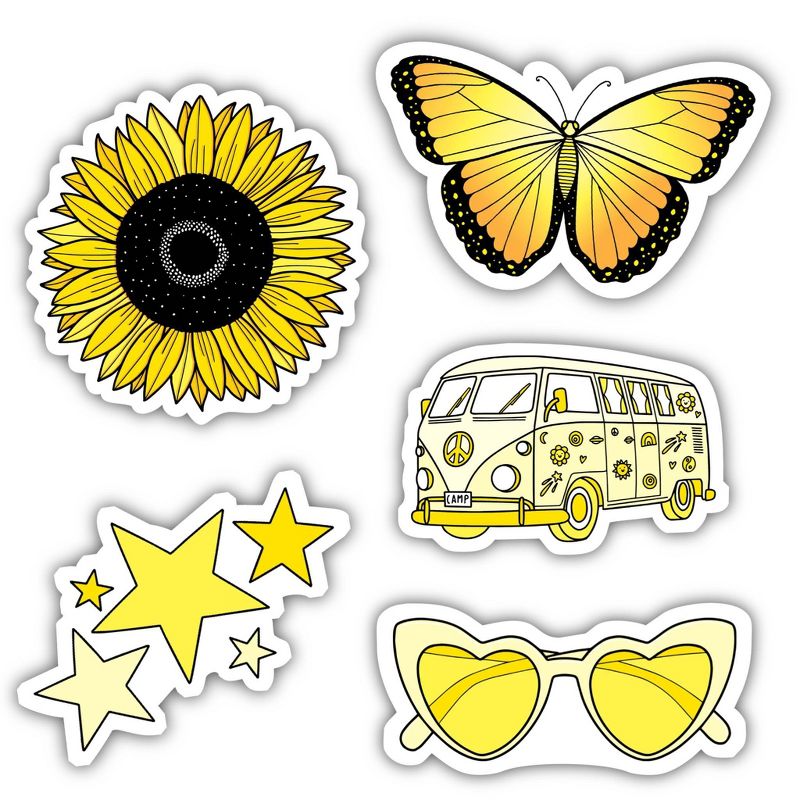 Big Moods Aesthetic Sticker Pack 5pc - Yellow