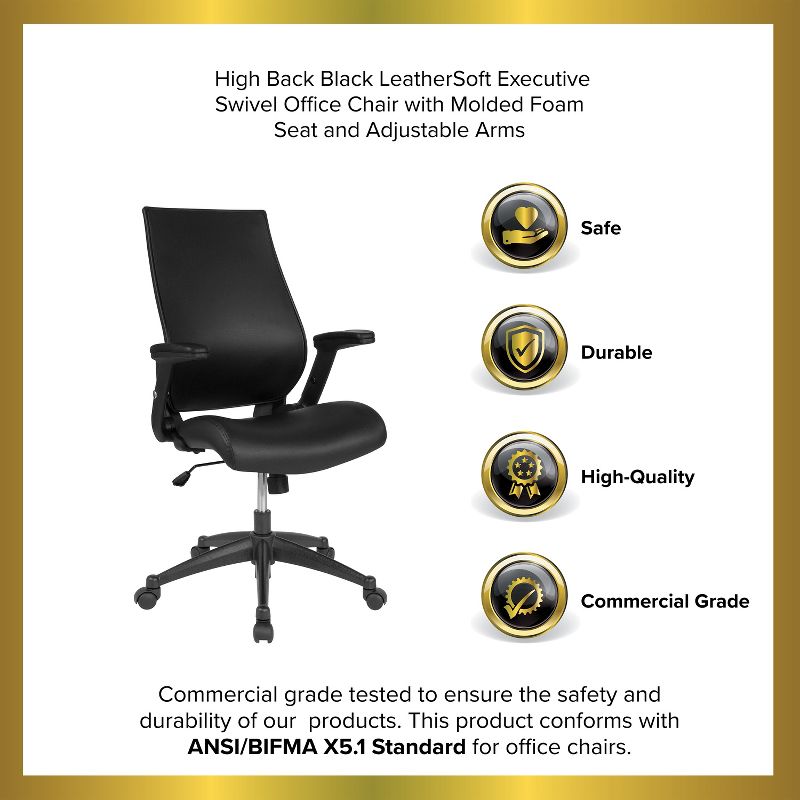 Emma and Oliver High Back Black LeatherSoft Executive Molded Foam Seat Swivel Office Chair