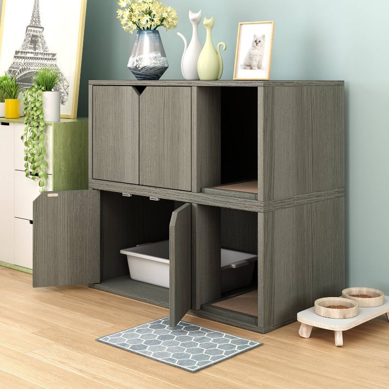 K&H Pet Products 3973 Extra Wide Outdoor Water Resistant Heated Kitty House with 2 Door Flaps Safe Escape For Feral and Outdoor Cats, Olive