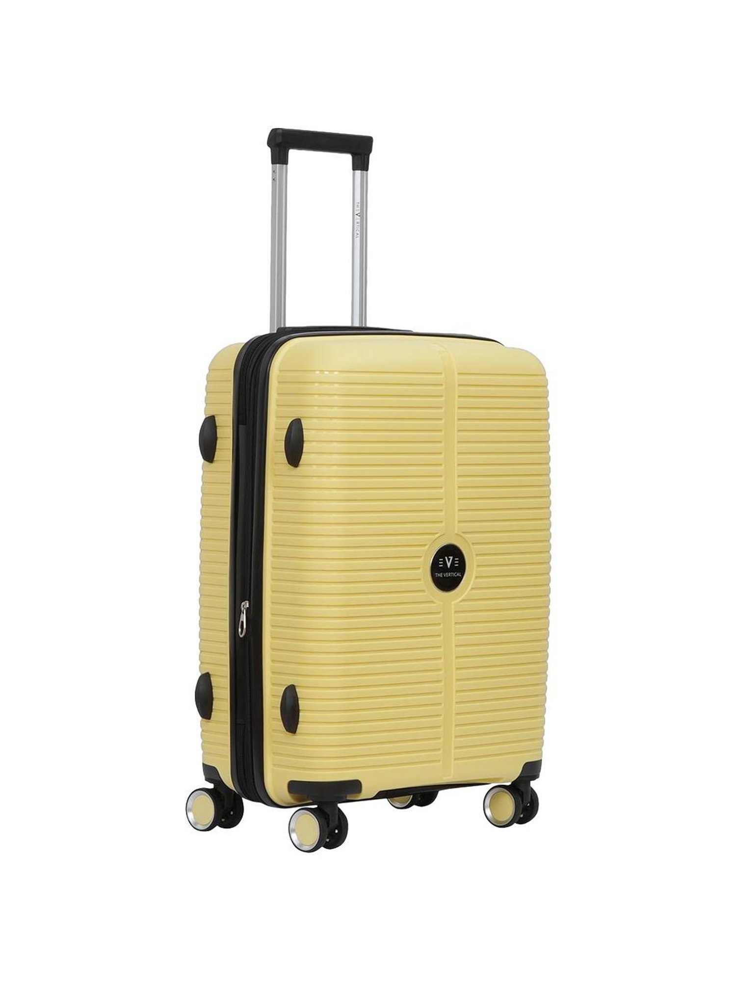 The Vertical Stellar Yellow Wheels 8 Medium Hard Cabin Trolley Bag