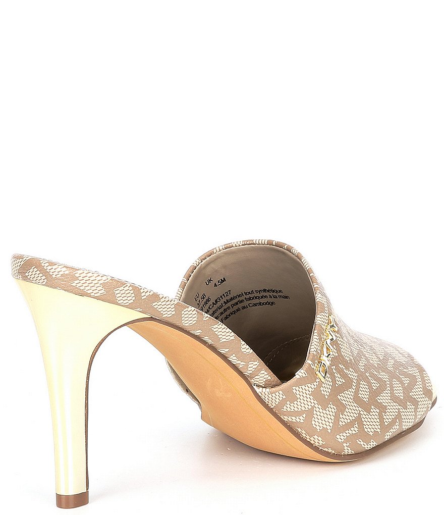 DKNY Bronx Signature Logo Print Square Toe Dress Mules