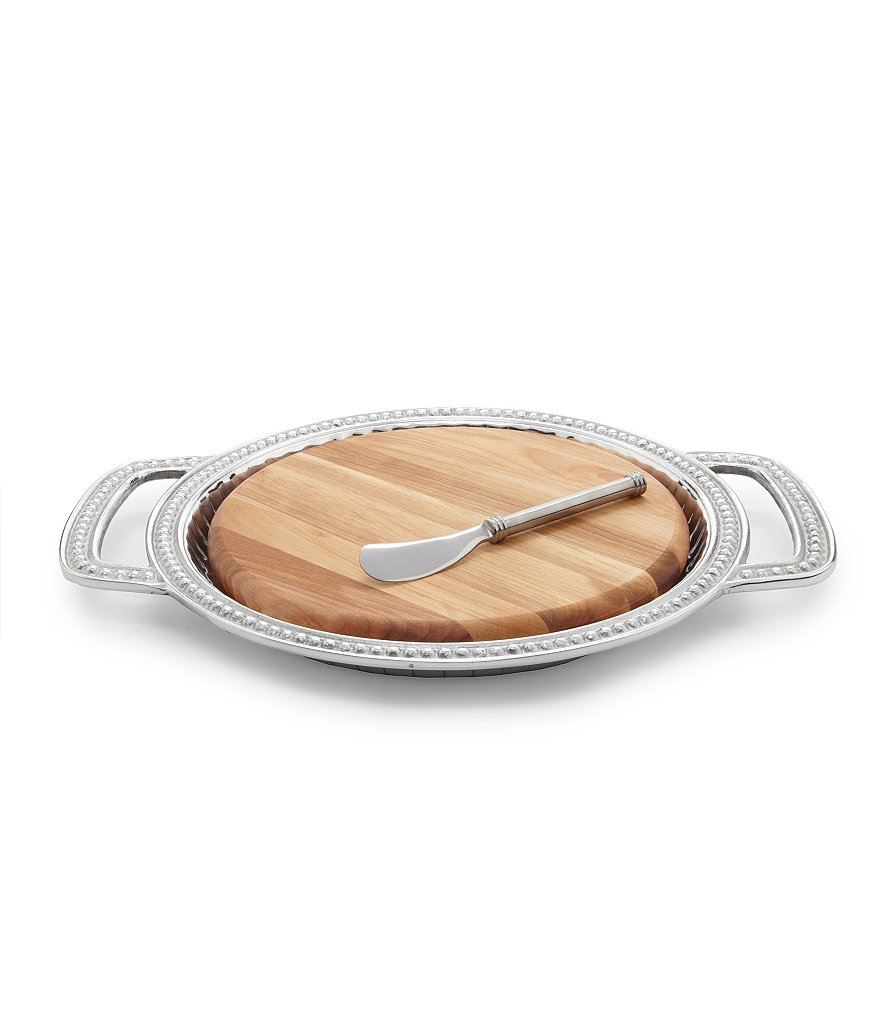 Wilton Armetale Flutes & Pearls 3-Piece Cheese Board with Knife Set