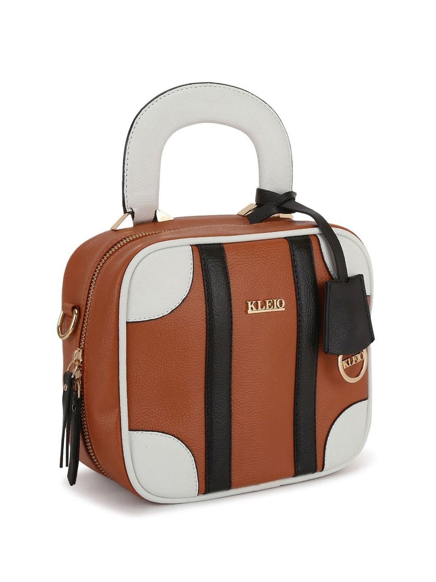 KLEIO Tan Solid Medium Handbag